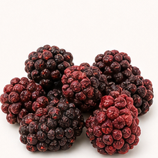 Freeze-dried blackberry pieces.