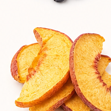 Freeze-dried peach slices.
