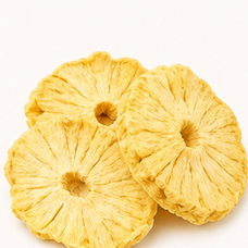 Freeze-dried pineapple slices.