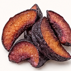Freeze-dried plum pieces.